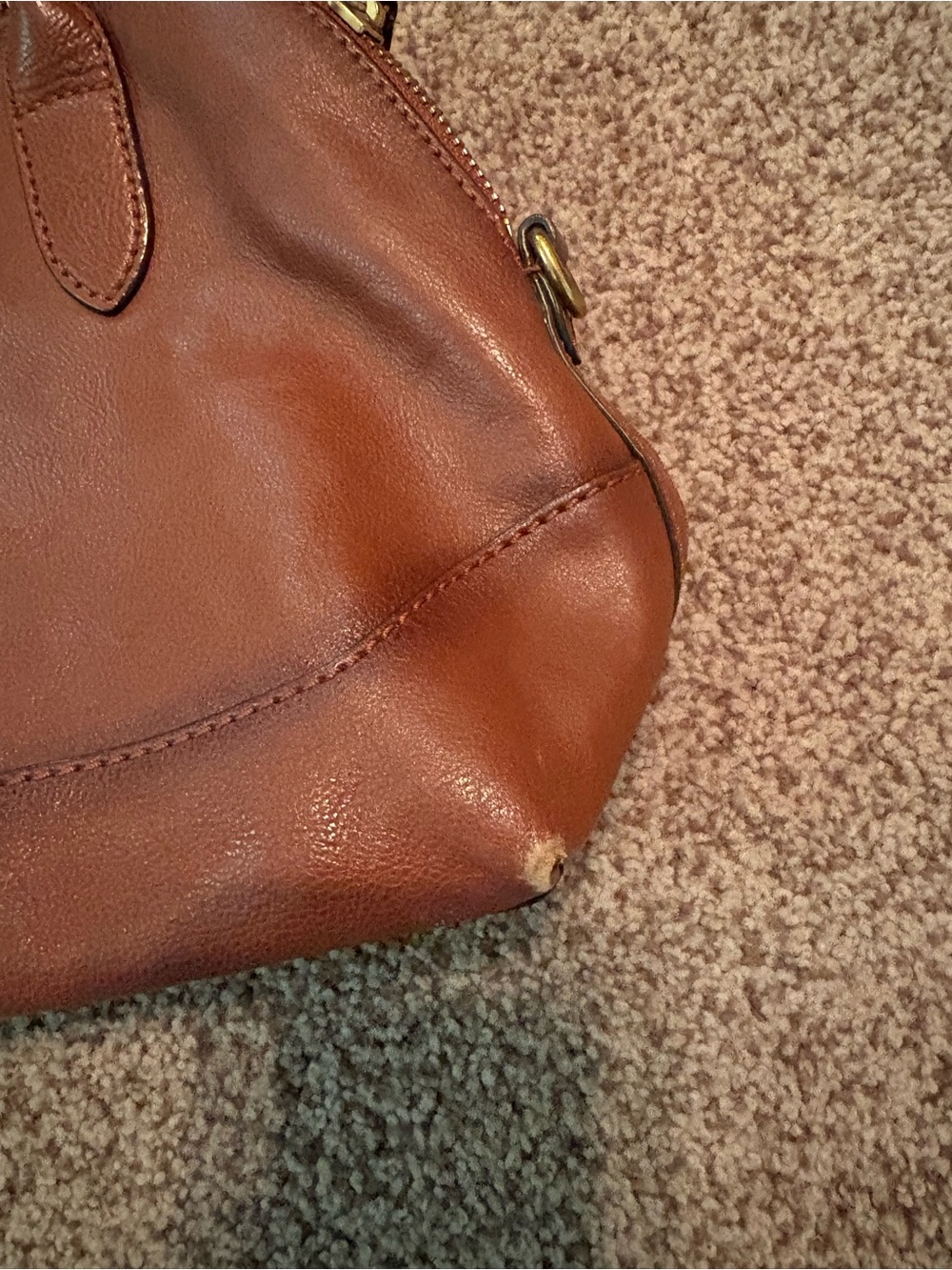 Frye Domed Melissa Satchel Bag with Gold Ring Accent - Picture 6 of 8